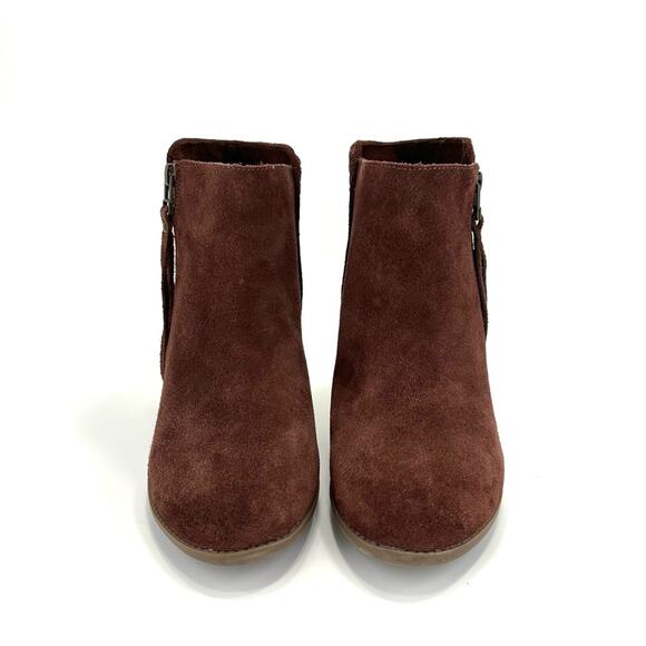 Sole Society Zada Women Red Wine Ankle Boot Size 8.5 Suede Cuban Heel Almond Toe - Picture 11 of 16